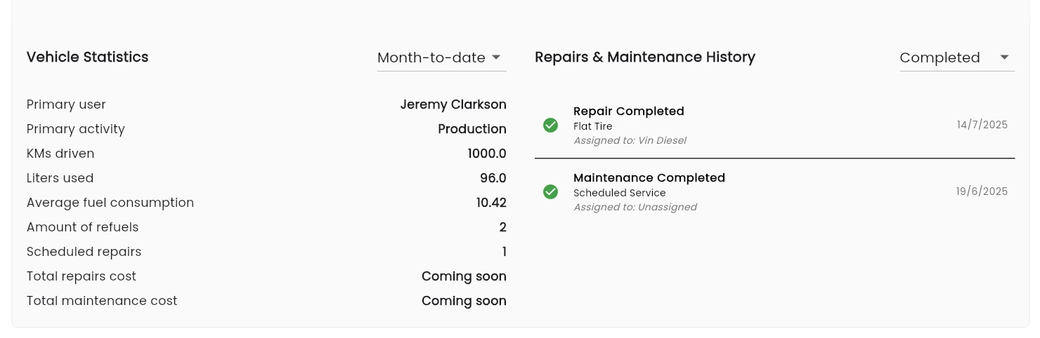 See History of Faults and Maintenance